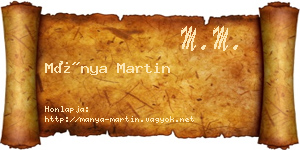 Mánya Martin névjegykártya